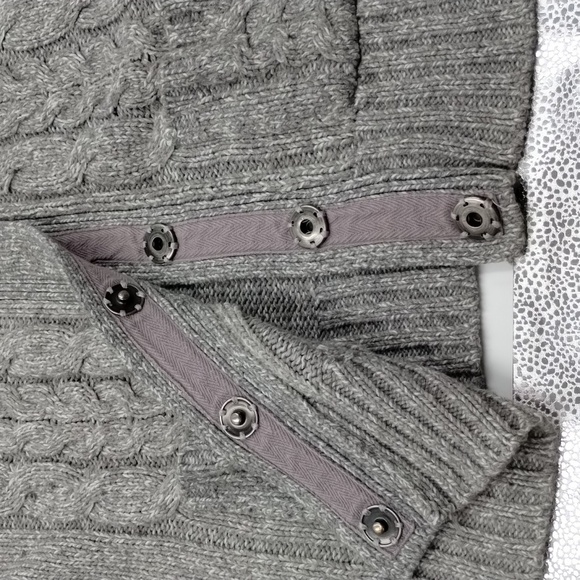 St. Johns Bay women's large vintage cable knit sweater gray large collar pockets - Picture 13 of 13